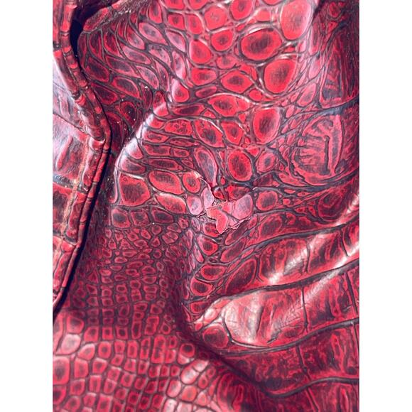 Red Vintage Bueno Croc Style Handbag‎ Handle Kelly Style Gold Hardware - Picture 6 of 16